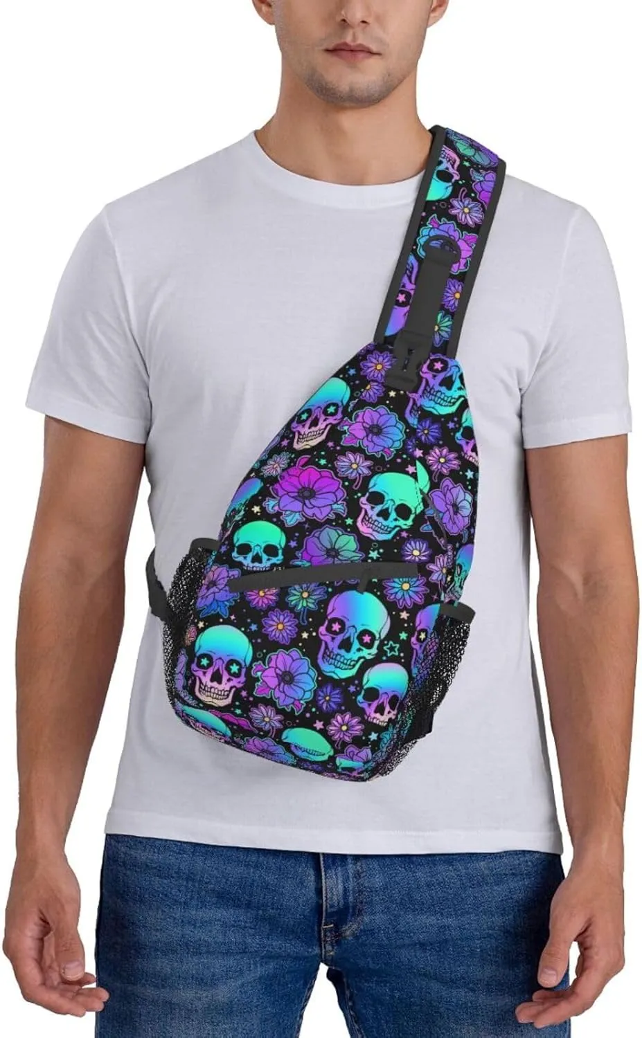 Skull Sling Backpack Chest Bag Crossbody Shoulder Bag Gym Cycling Travel Hiking Daypack For Men Women