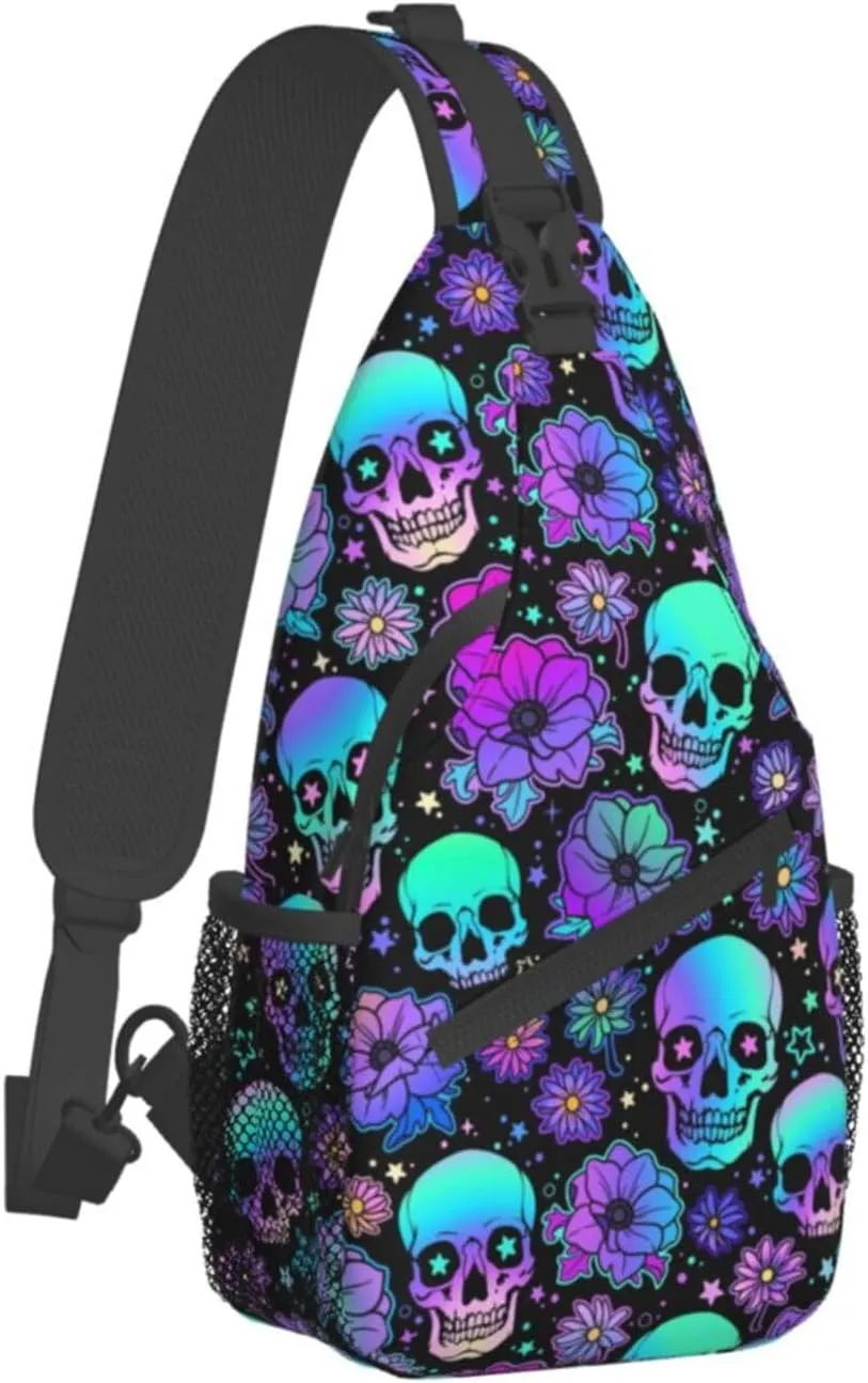 Skull Sling Backpack Chest Bag Crossbody Shoulder Bag Gym Cycling Travel Hiking Daypack For Men Women