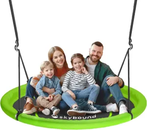 Skybound 43" Saucer Swing for Kids Outdoor - Durable Textilene Fabric, Galvanized Steel Frame, 600lbs Capacity, Adjustable Ropes (Green)
