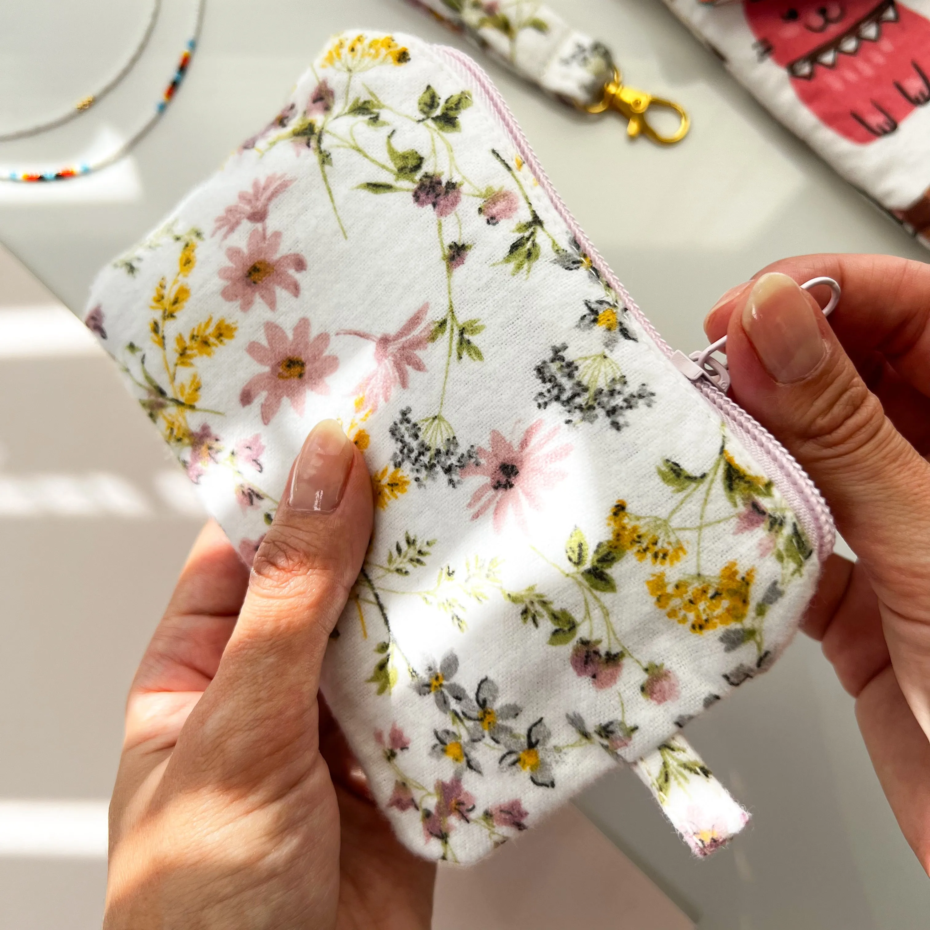 Small Fabric Zipper Pouch, Purse Organizer, Change Pouch