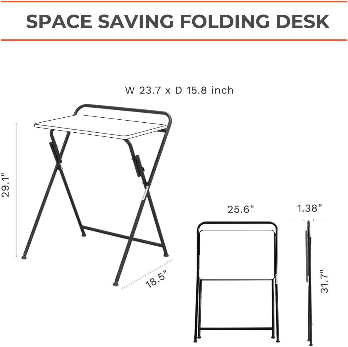 SOFSYS Modern Folding Desk for Small Space, Computer Gaming, Writing, Student and Home Office Organization, Industrial Metal Frame with Premium Desktop Surfaces, Oak/Black