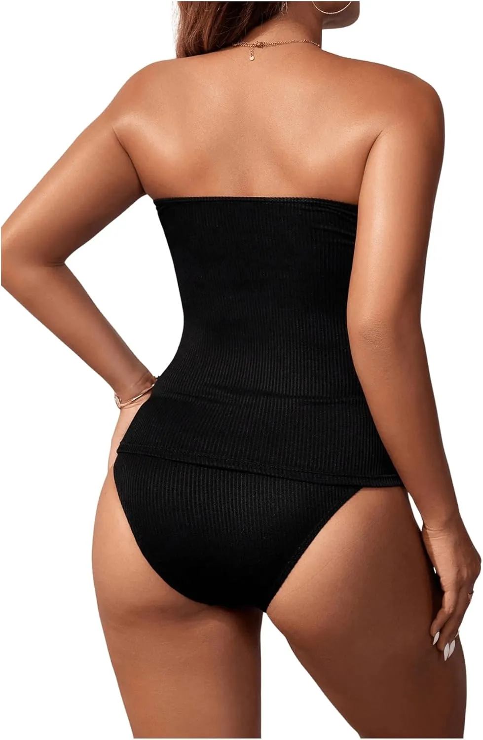 SOLY HUX Tankini Swimsuits for Women Chevron Print Bandeau Bikini Two Piece Bathing Suits