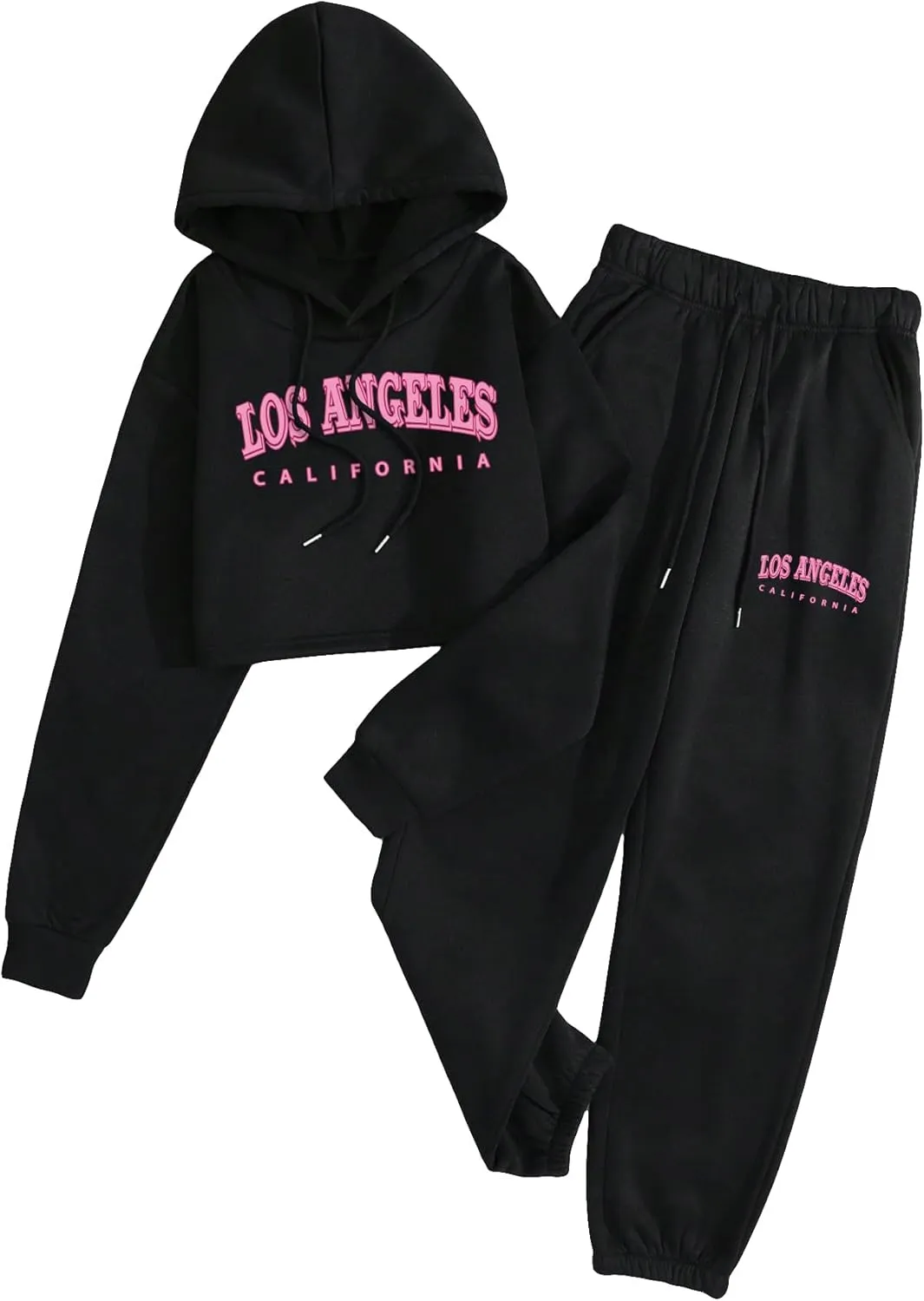 SOLY HUX Women's 2 Piece Outfits Letter Graphic Drawstring Long Sleeve Hoodies and Sweatpants Set