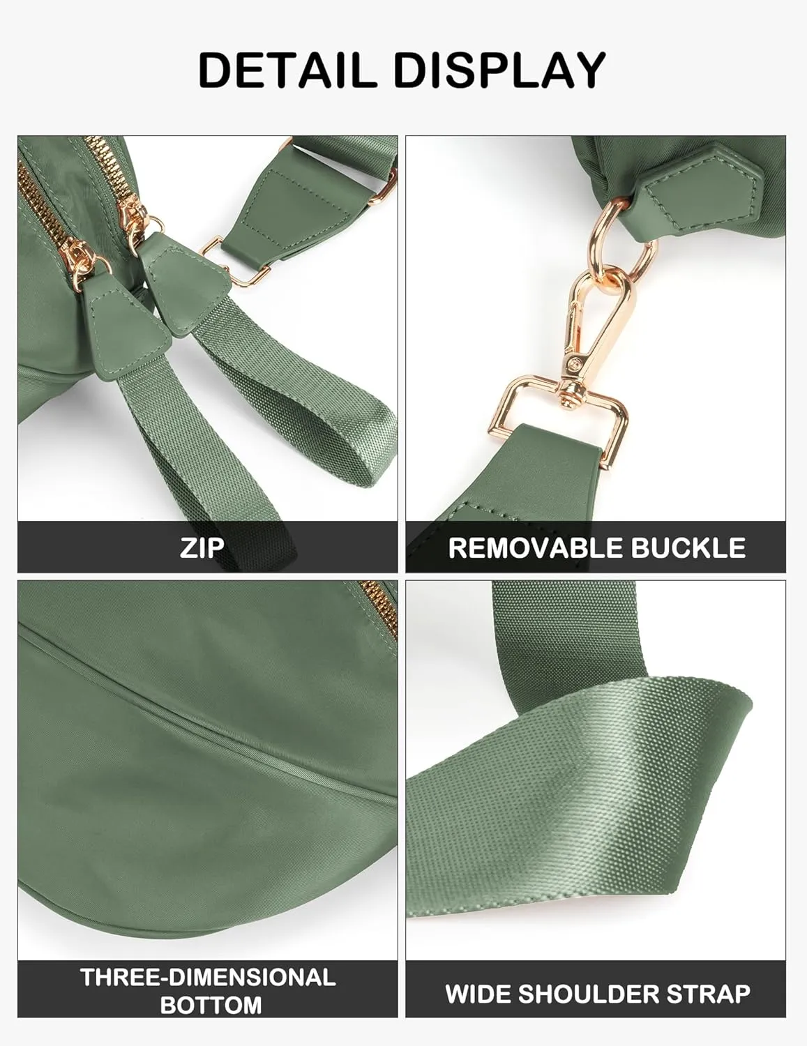 Spacious Nylon Crossbody Bag Bum Bag Handbags Wallets Purses Trendy Shoulder Bag for Women