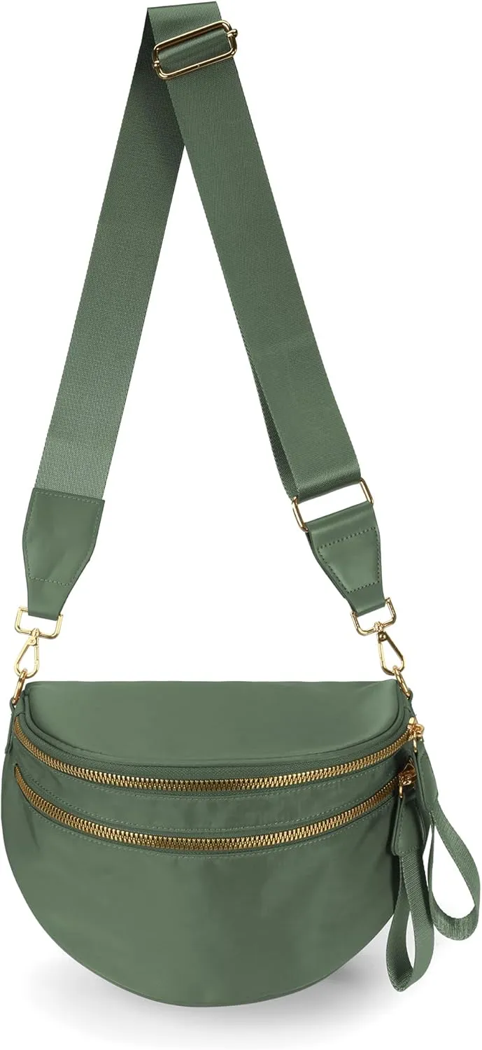 Spacious Nylon Crossbody Bag Bum Bag Handbags Wallets Purses Trendy Shoulder Bag for Women