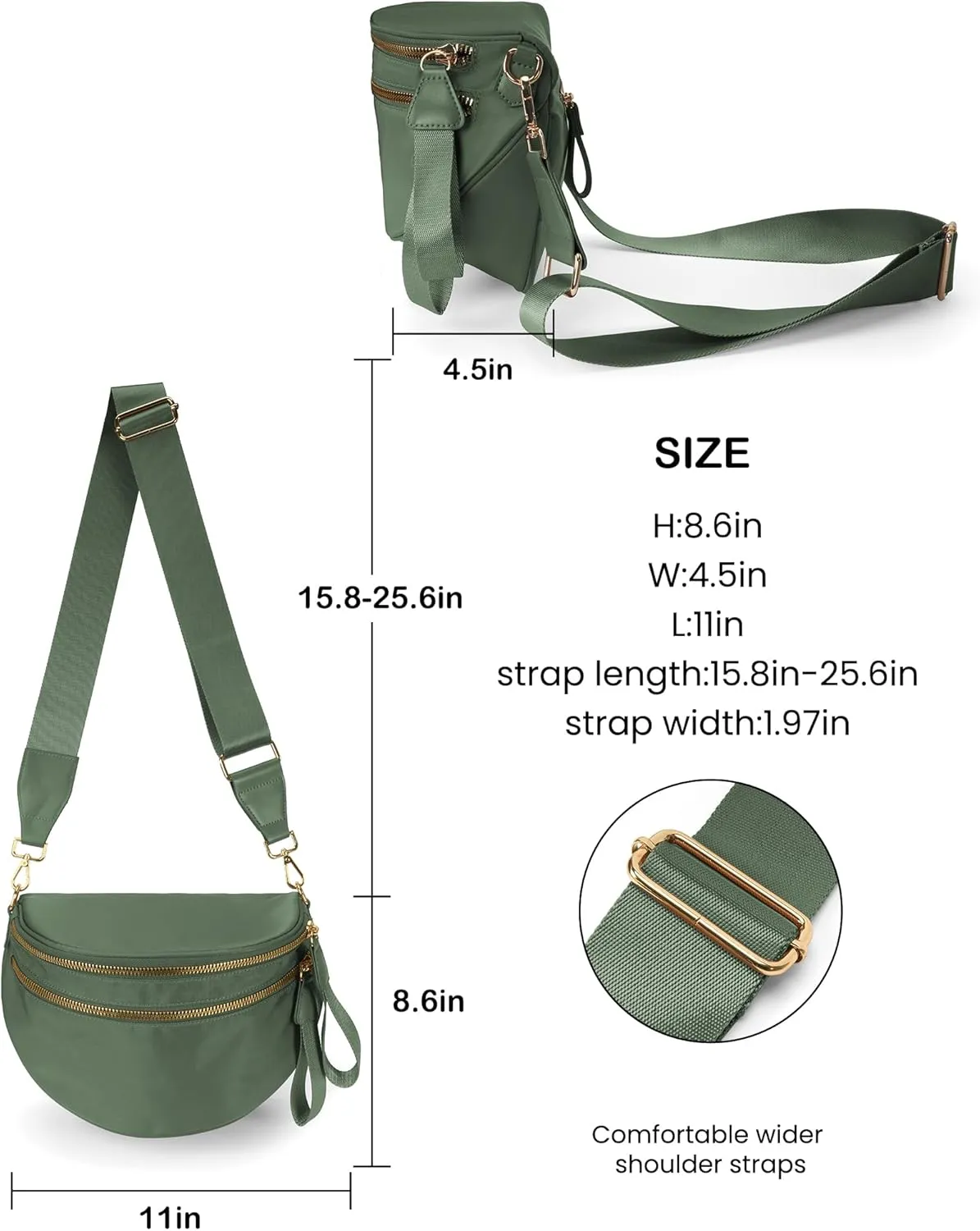 Spacious Nylon Crossbody Bag Bum Bag Handbags Wallets Purses Trendy Shoulder Bag for Women