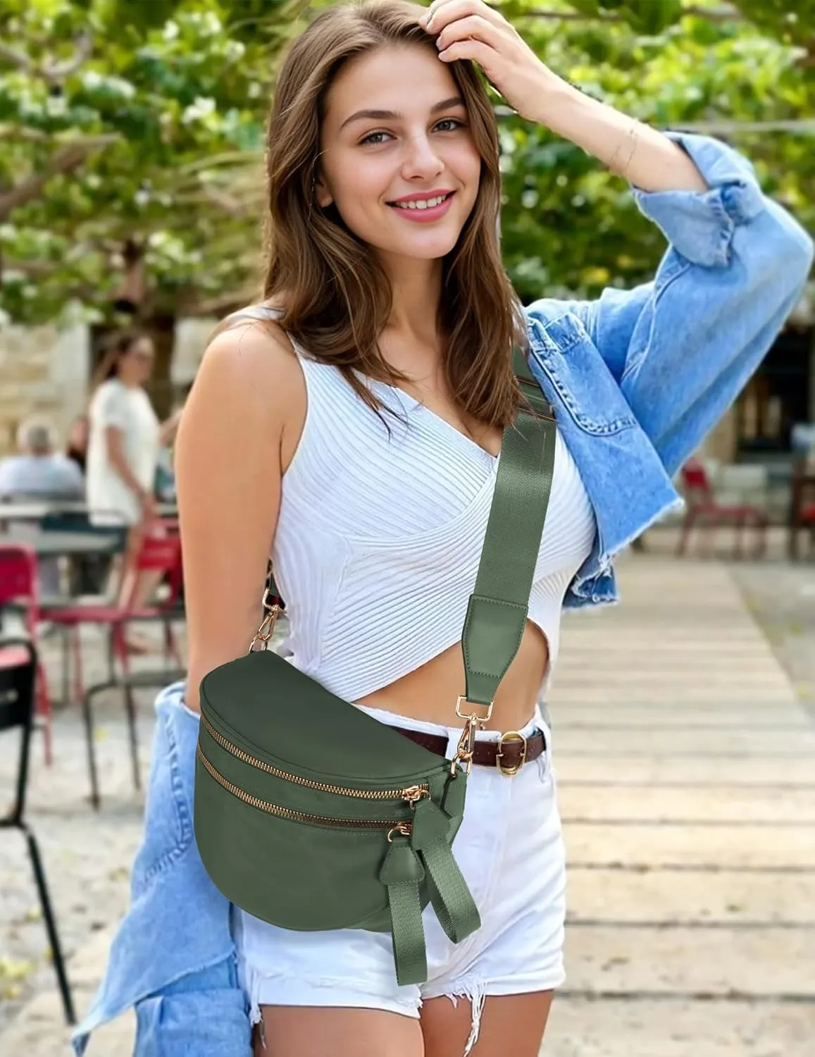 Spacious Nylon Crossbody Bag Bum Bag Handbags Wallets Purses Trendy Shoulder Bag for Women