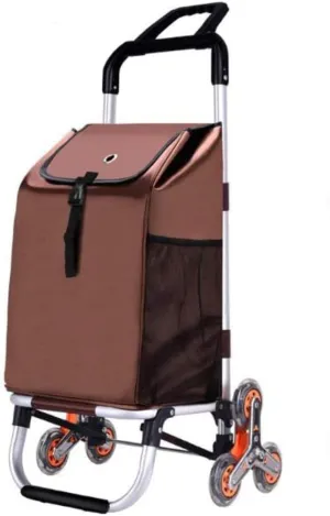 Stair Climbing Shopping Trolley On 6 Wheels & Crystal Wheels Folding Shopping Cart with Lid and Zip Pocket,40l Ca pacity Waterproof,Light