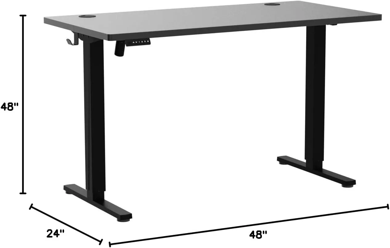 Standing Desk, Adjustable Height Electric Sit Stand Up Down Computer Table, 48x24 Inch Ergonomic Rising Modern Lift Motorized Gaming Desktop Workstation for Work Home Office, Black