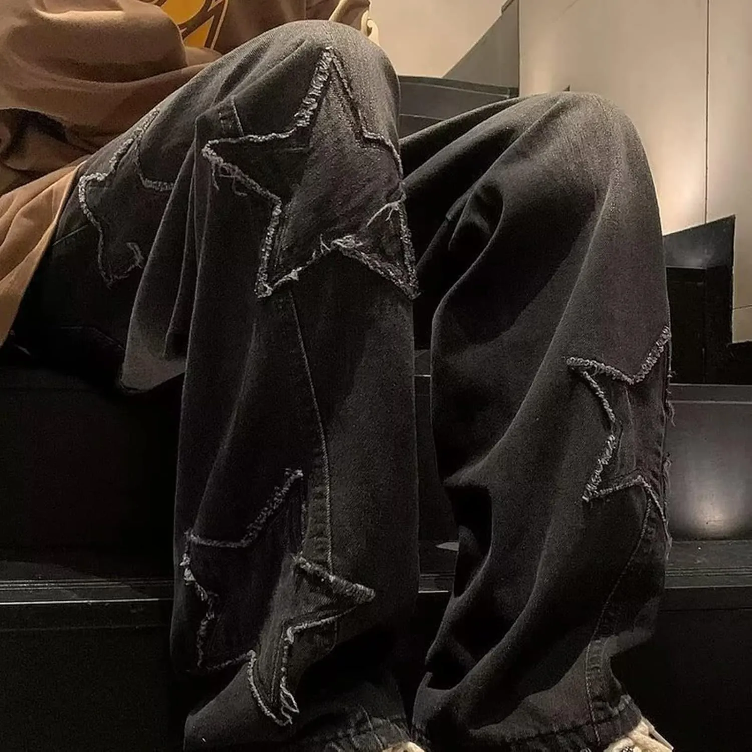 Star Jeans for Women Men Baggy Y2k Pants High Waisted Hip Hop Streetwear Embroidery Boyfriend Pants Harajuku Denim Pants