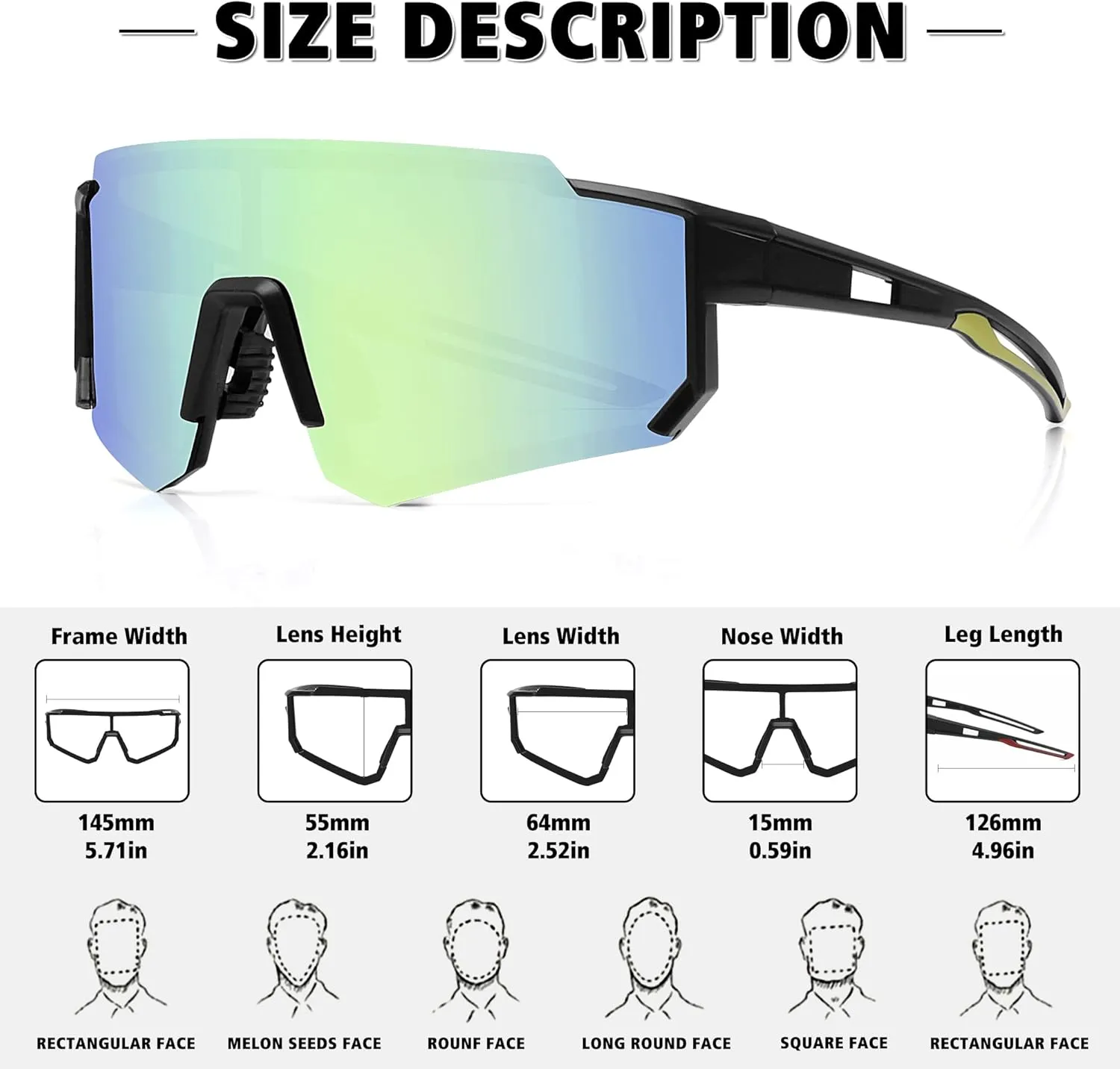 STORYCOAST Polarized Sports Sunglasses for Men Women,Driving Fishing Cycling Mountain Bike Sunglasses UV400 Protection