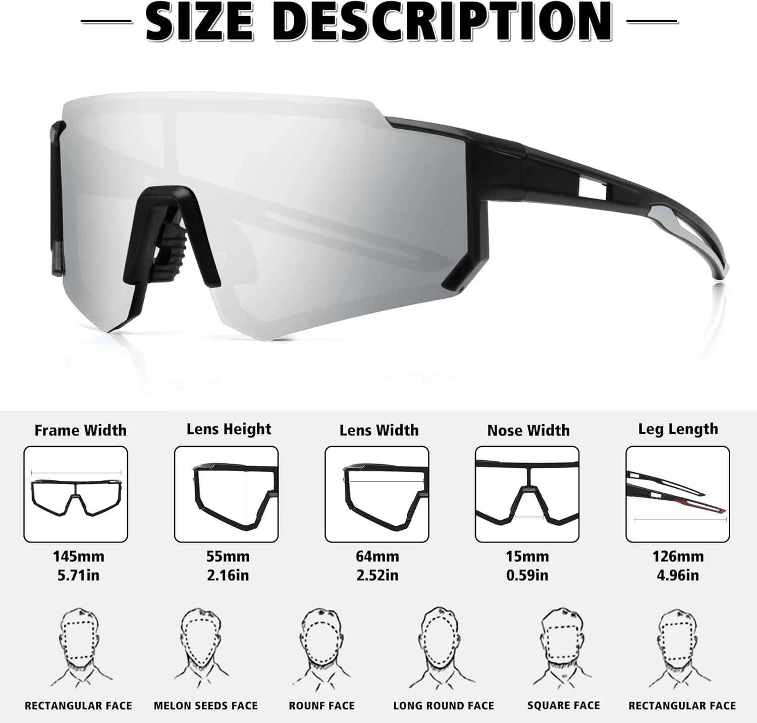 STORYCOAST Polarized Sports Sunglasses for Men Women,Driving Fishing Cycling Mountain Bike Sunglasses UV400 Protection