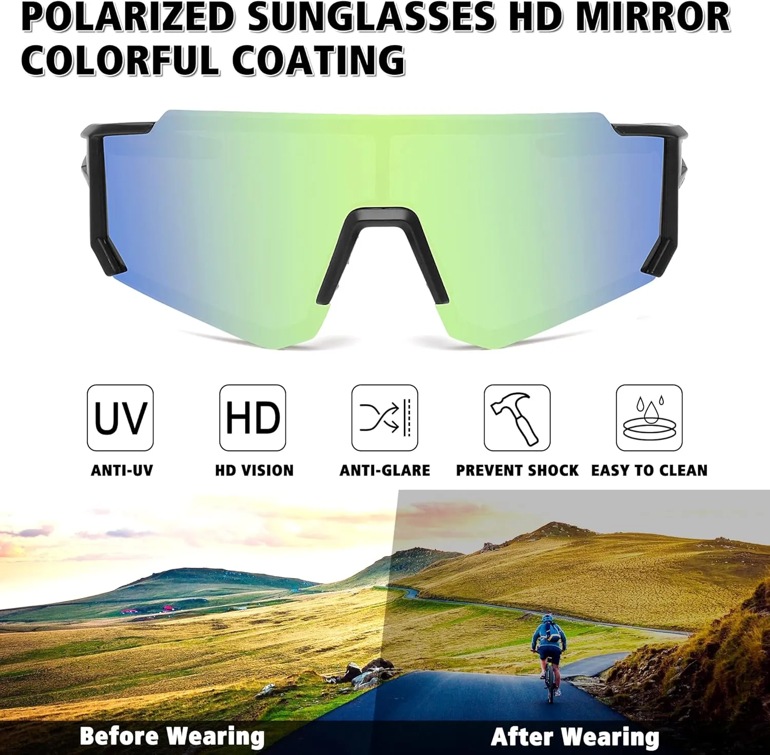 STORYCOAST Polarized Sports Sunglasses for Men Women,Driving Fishing Cycling Mountain Bike Sunglasses UV400 Protection