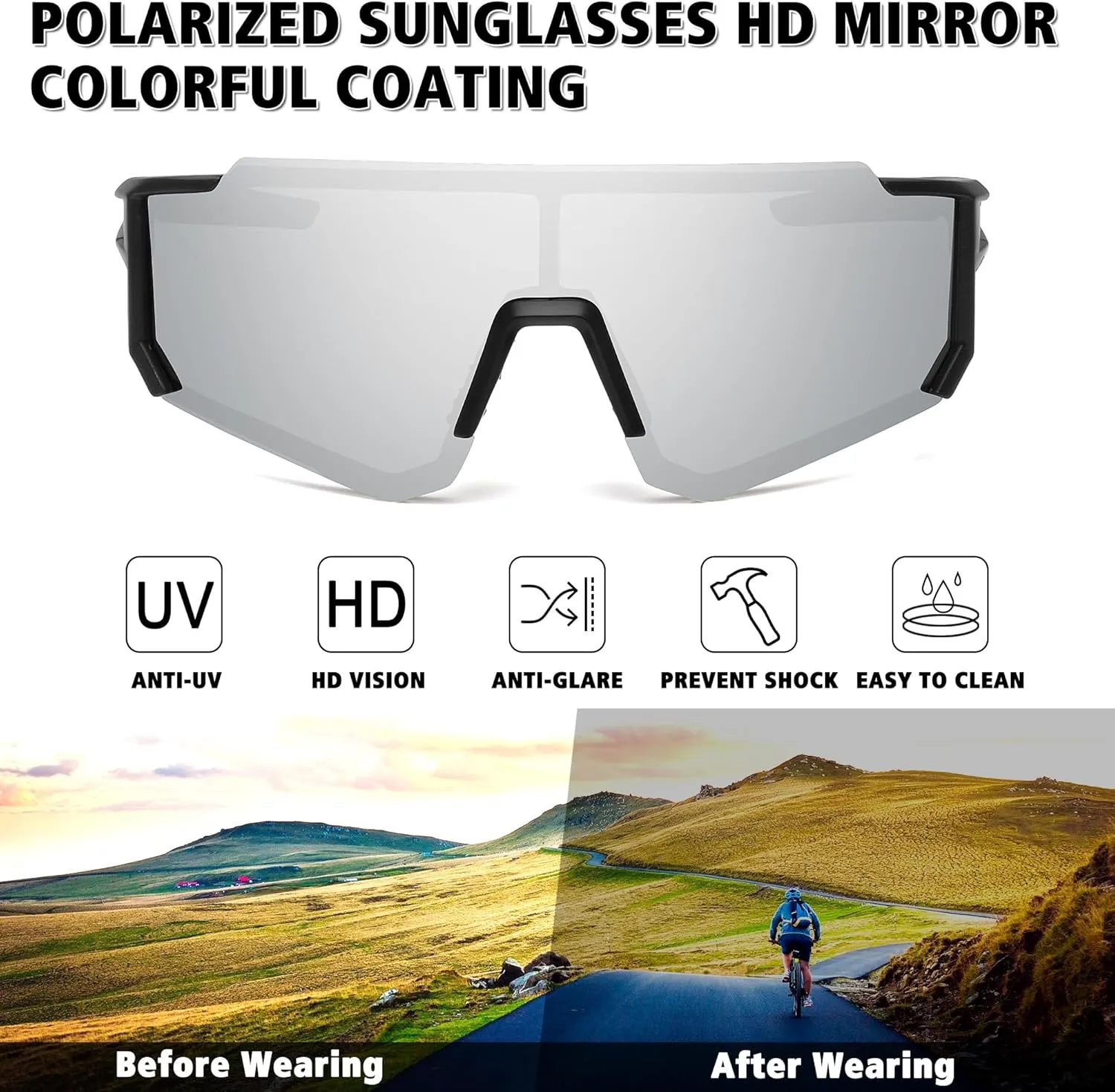 STORYCOAST Polarized Sports Sunglasses for Men Women,Driving Fishing Cycling Mountain Bike Sunglasses UV400 Protection