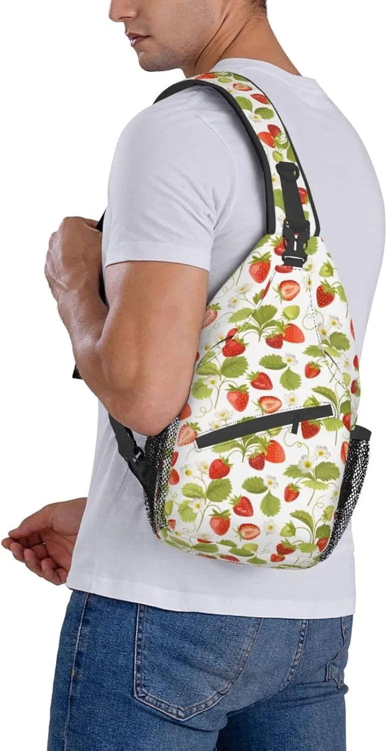 Strawberry Sling Backpack Chest Bag Crossbody Shoulder Bag Gym Cycling Travel Hiking Daypack For Men Women