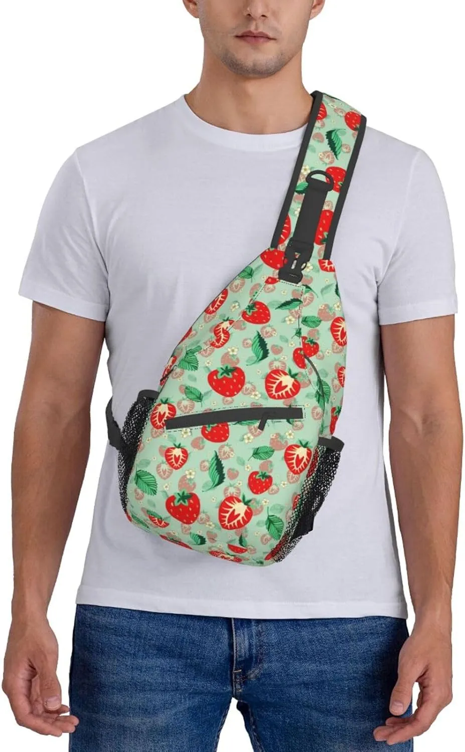 Strawberry Sling Backpack Chest Bag Crossbody Shoulder Bag Gym Cycling Travel Hiking Daypack For Men Women