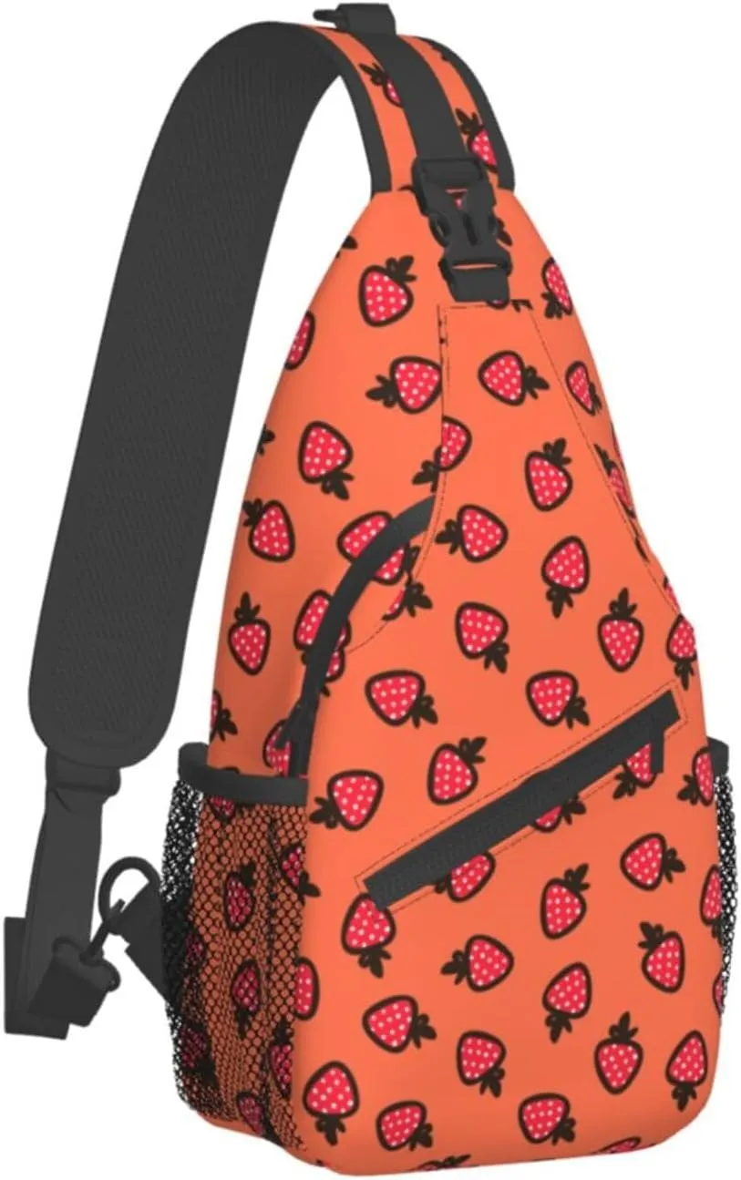 Strawberry Sling Backpack Chest Bag Crossbody Shoulder Bag Gym Cycling Travel Hiking Daypack For Men Women