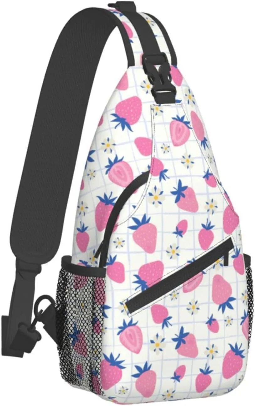 Strawberry Sling Backpack Chest Bag Crossbody Shoulder Bag Gym Cycling Travel Hiking Daypack For Men Women