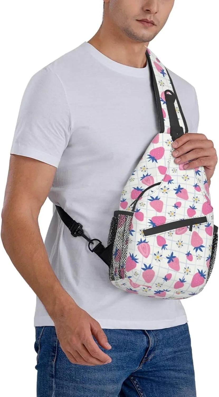 Strawberry Sling Backpack Chest Bag Crossbody Shoulder Bag Gym Cycling Travel Hiking Daypack For Men Women