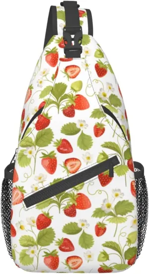 Strawberry Sling Backpack Chest Bag Crossbody Shoulder Bag Gym Cycling Travel Hiking Daypack For Men Women