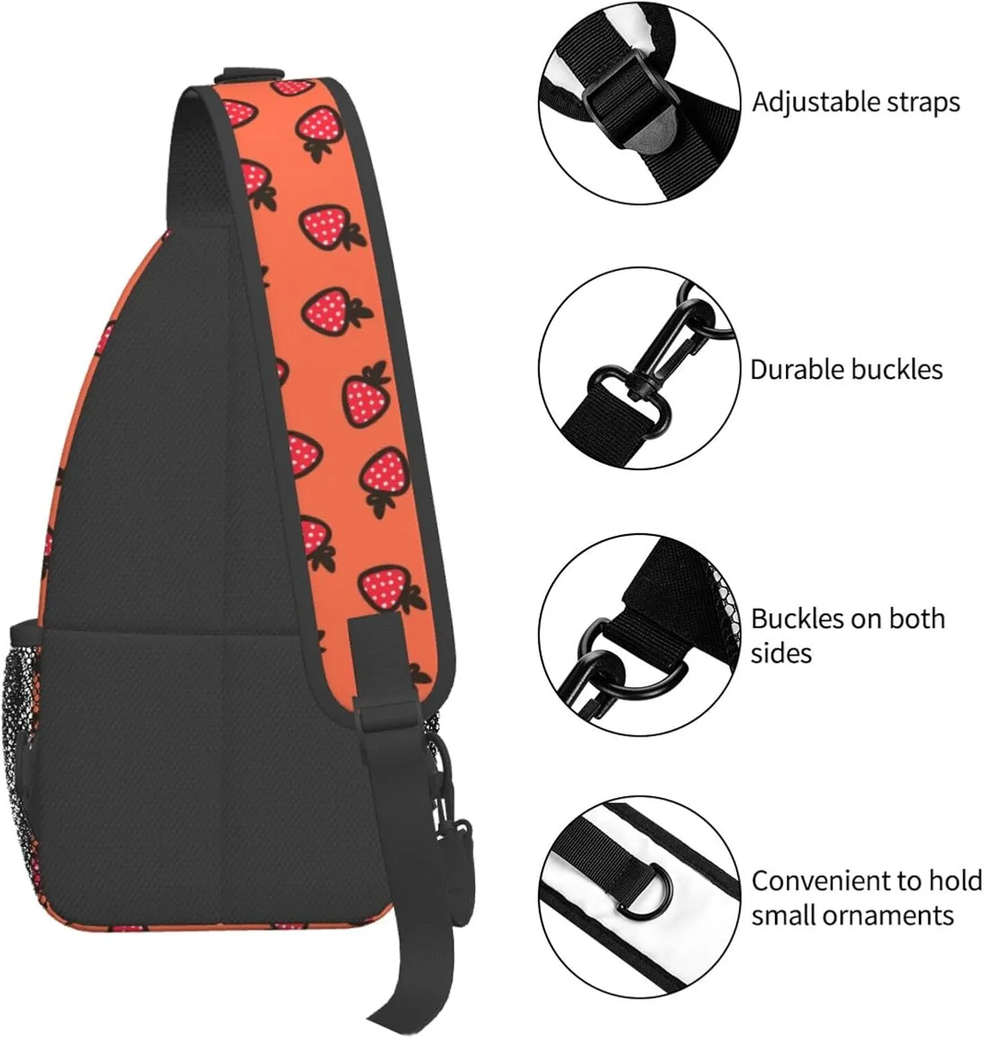 Strawberry Sling Backpack Chest Bag Crossbody Shoulder Bag Gym Cycling Travel Hiking Daypack For Men Women