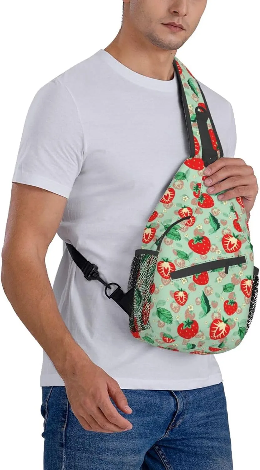 Strawberry Sling Backpack Chest Bag Crossbody Shoulder Bag Gym Cycling Travel Hiking Daypack For Men Women