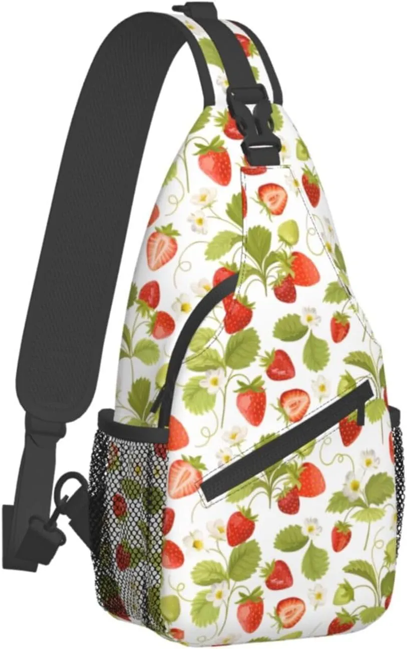 Strawberry Sling Backpack Chest Bag Crossbody Shoulder Bag Gym Cycling Travel Hiking Daypack For Men Women