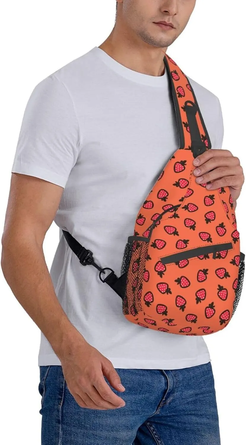 Strawberry Sling Backpack Chest Bag Crossbody Shoulder Bag Gym Cycling Travel Hiking Daypack For Men Women