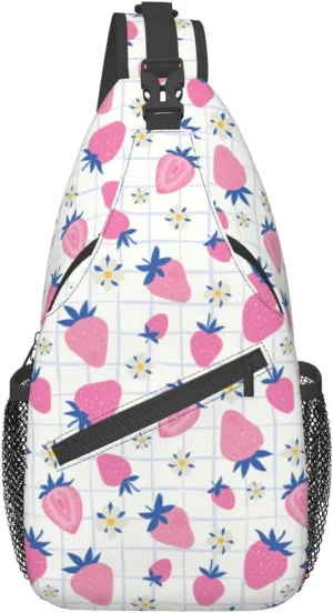 Strawberry Sling Backpack Chest Bag Crossbody Shoulder Bag Gym Cycling Travel Hiking Daypack For Men Women