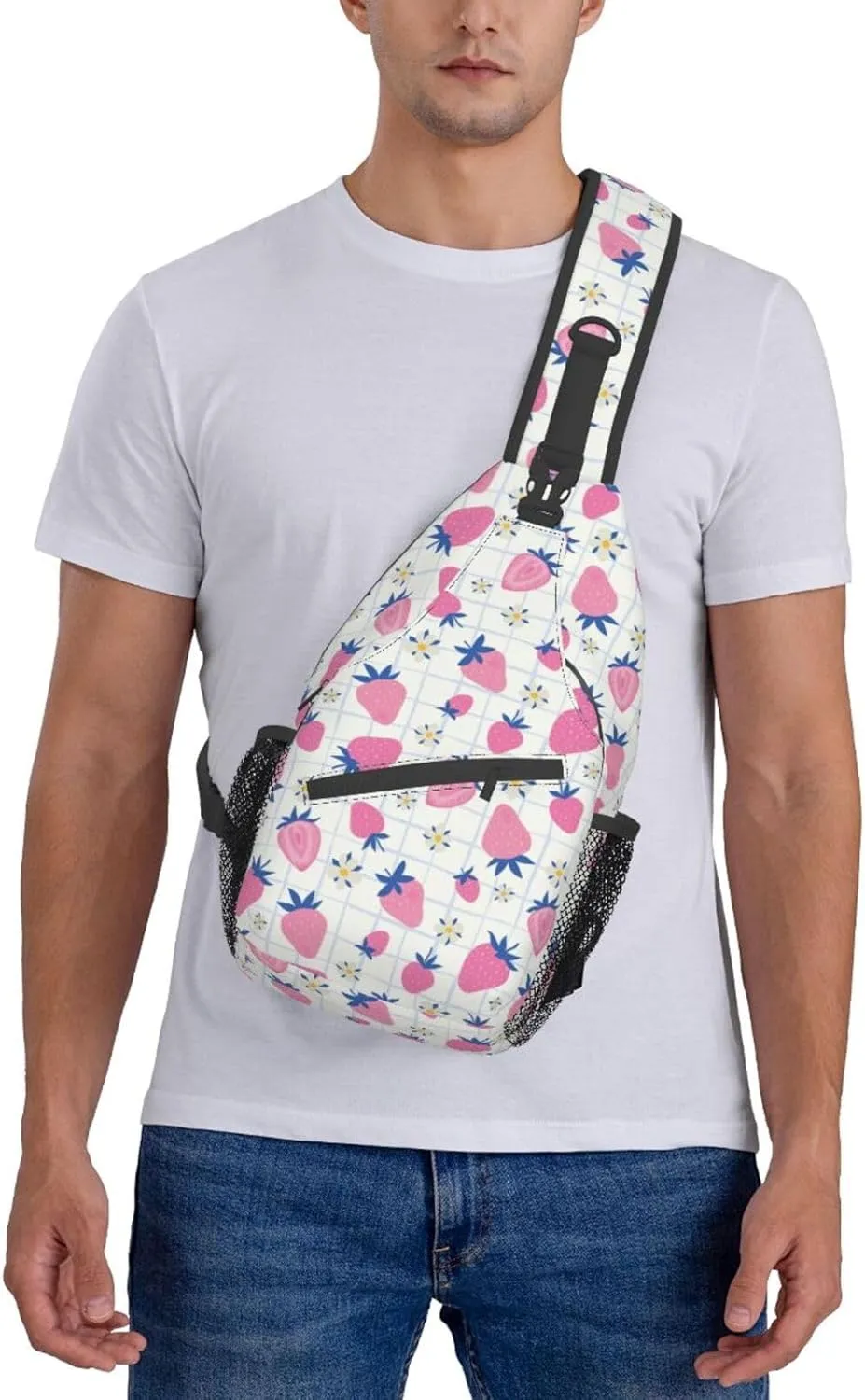 Strawberry Sling Backpack Chest Bag Crossbody Shoulder Bag Gym Cycling Travel Hiking Daypack For Men Women