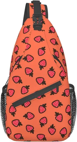 Strawberry Sling Backpack Chest Bag Crossbody Shoulder Bag Gym Cycling Travel Hiking Daypack For Men Women