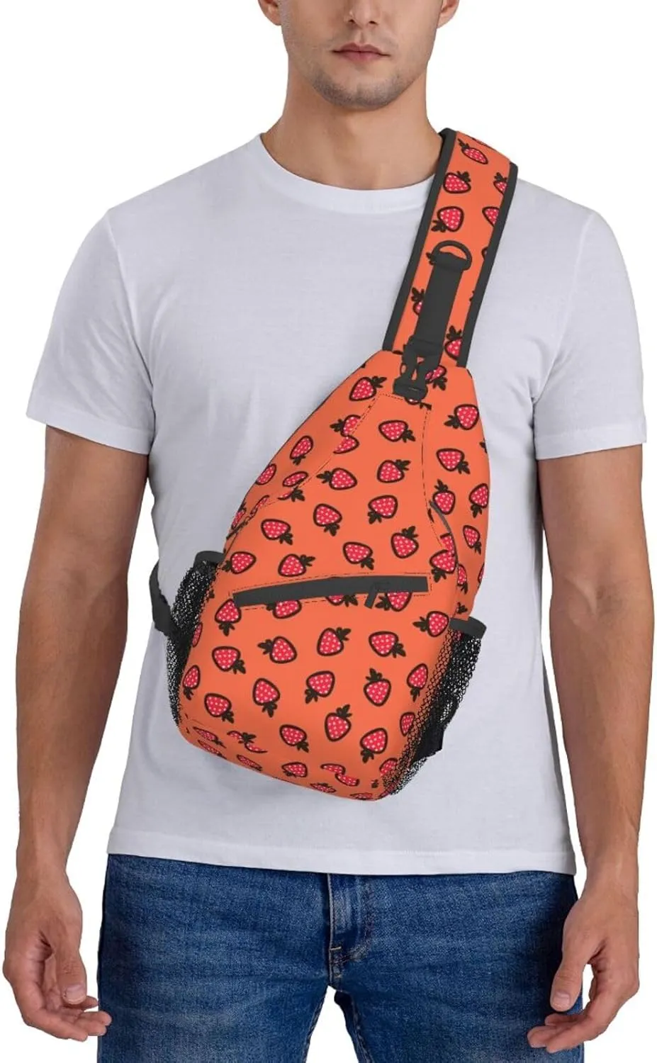 Strawberry Sling Backpack Chest Bag Crossbody Shoulder Bag Gym Cycling Travel Hiking Daypack For Men Women
