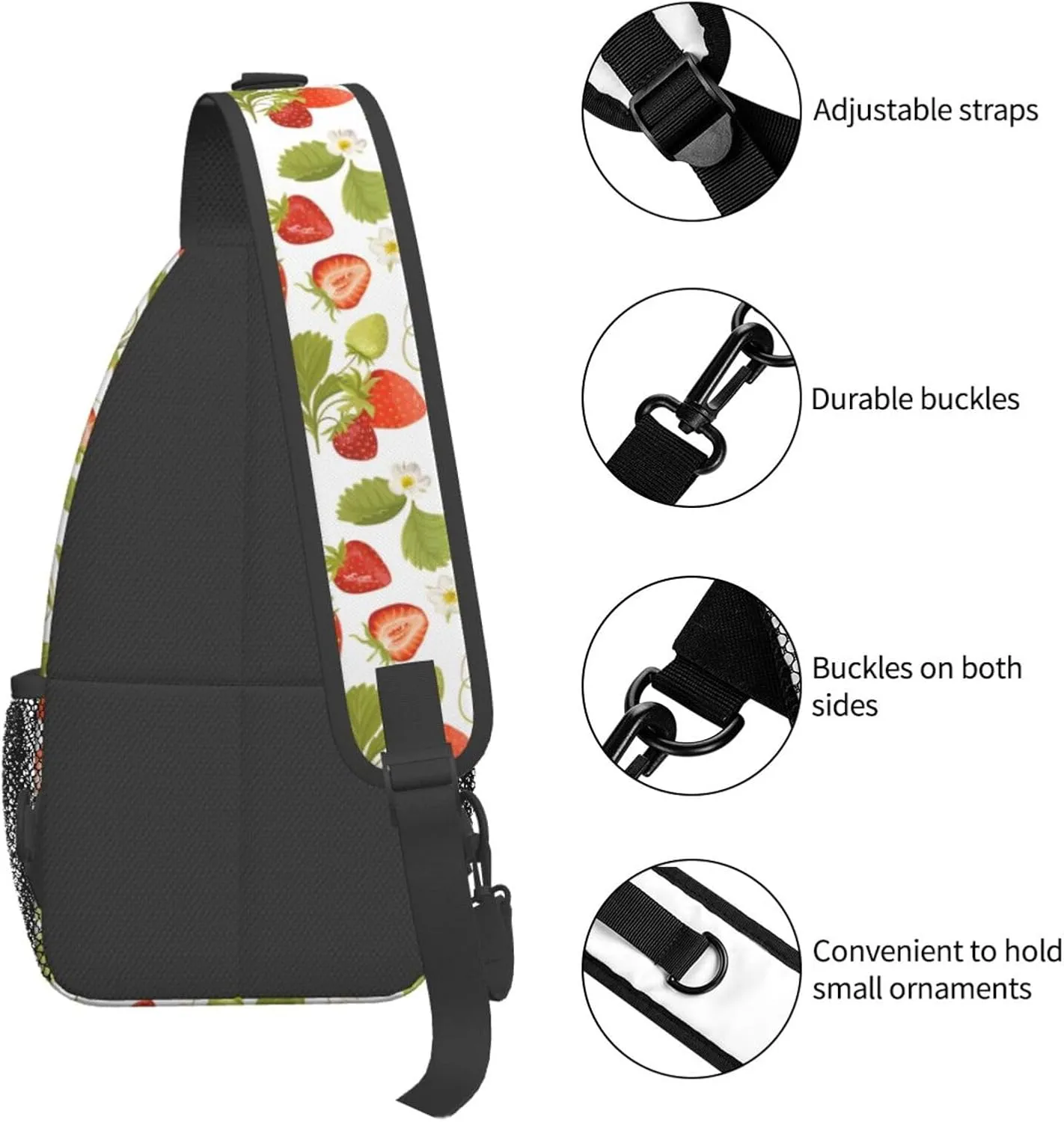 Strawberry Sling Backpack Chest Bag Crossbody Shoulder Bag Gym Cycling Travel Hiking Daypack For Men Women