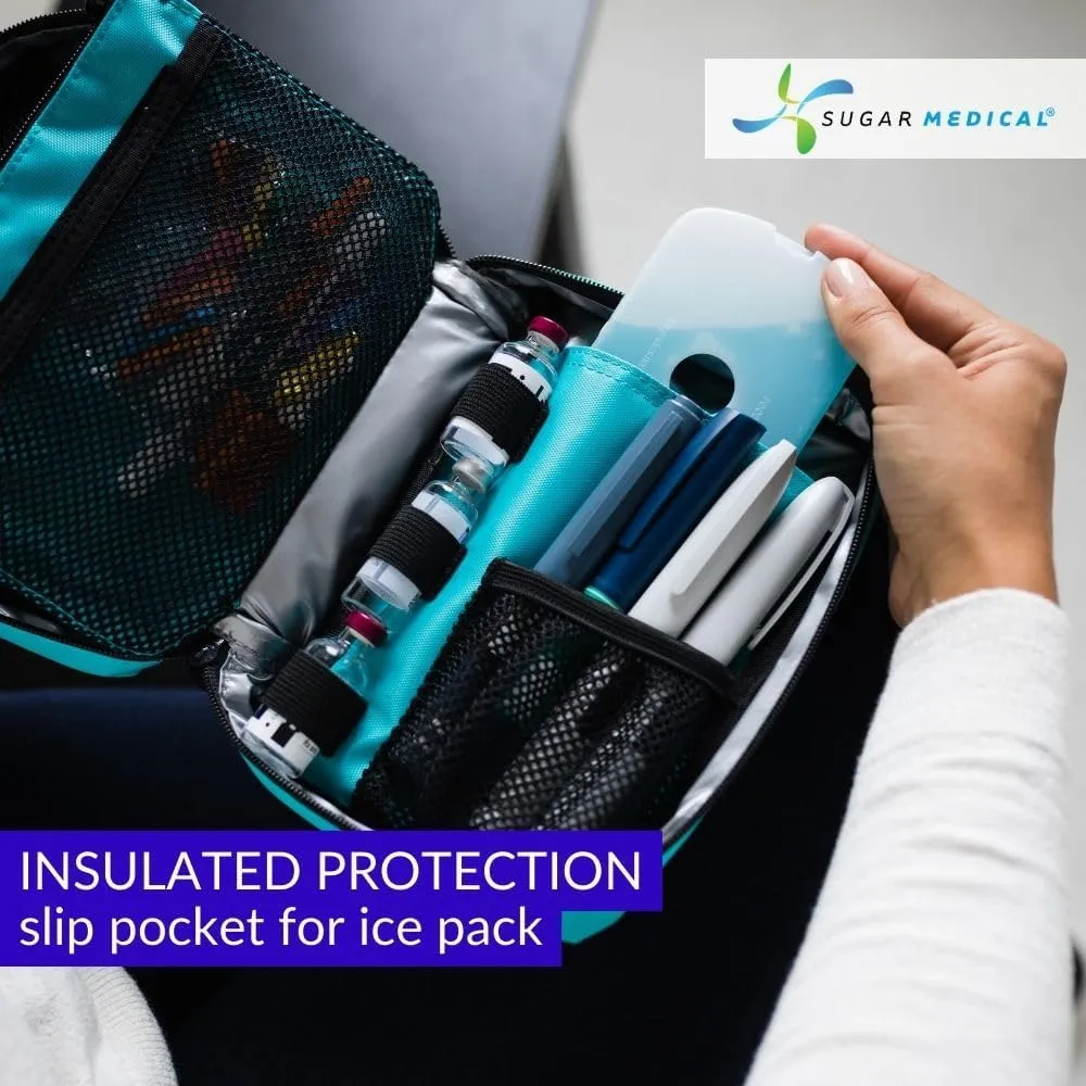 Sugar Medical Insulated Diabetes Organizer | Diabetes Supply Case | Diabetic Care Products | Diabetic Supplies Travel Case | Insulin Pen Case | Glucose Meter Case