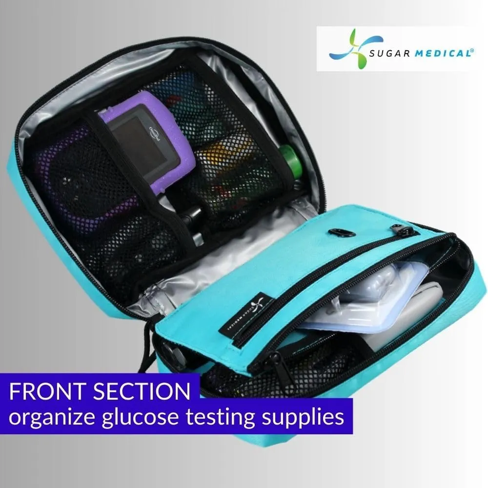 Sugar Medical Insulated Diabetes Organizer | Diabetes Supply Case | Diabetic Care Products | Diabetic Supplies Travel Case | Insulin Pen Case | Glucose Meter Case