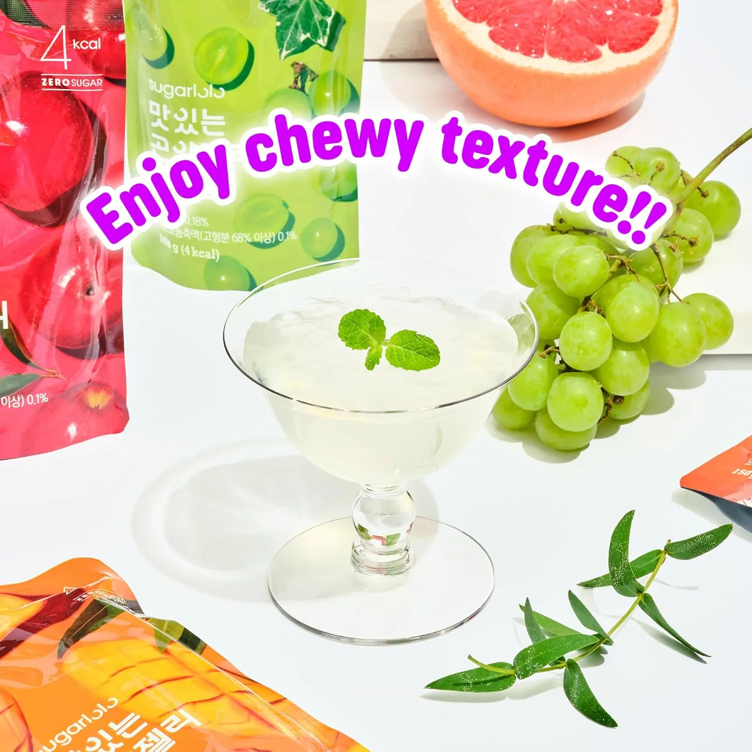 Sugarlolo Konjac Sweet Lychee Jelly Snack - Vegan Jello with Zero Sugar | Only 4 Calories per Pouch | Low Calorie Korean Snacks5.29 Oz (150g) | 10 Pack