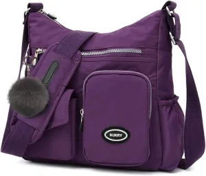 SUKRY Nylon Crossbody Bag for Women with Anti theft RFID Pocket, Waterproof Shoulder Bag Travel Purses and Handbag