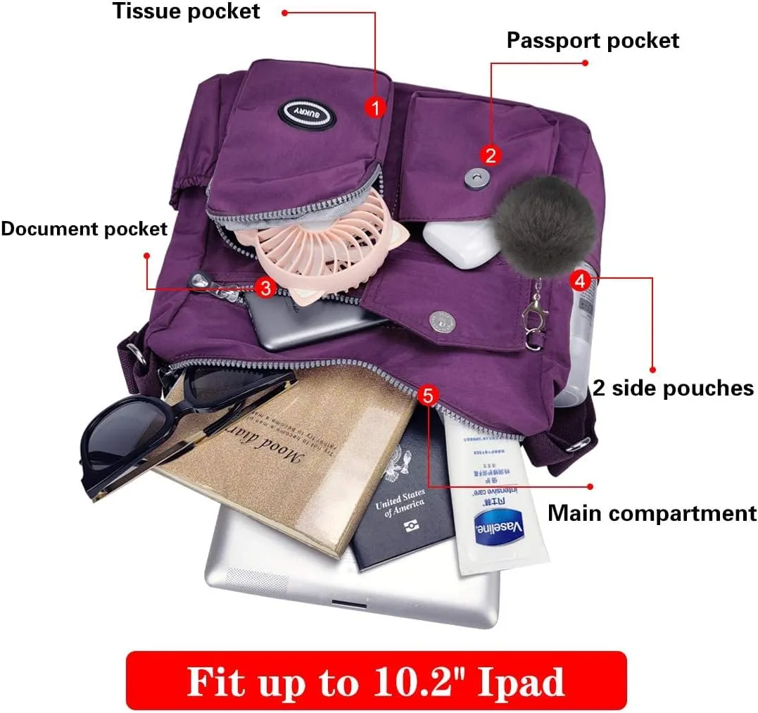 SUKRY Nylon Crossbody Bag for Women with Anti theft RFID Pocket, Waterproof Shoulder Bag Travel Purses and Handbag
