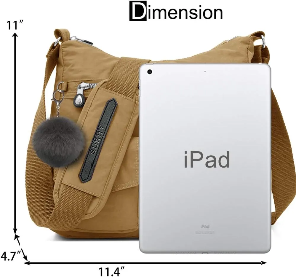 SUKRY Nylon Crossbody Bag for Women with Anti theft RFID Pocket, Waterproof Shoulder Bag Travel Purses and Handbag