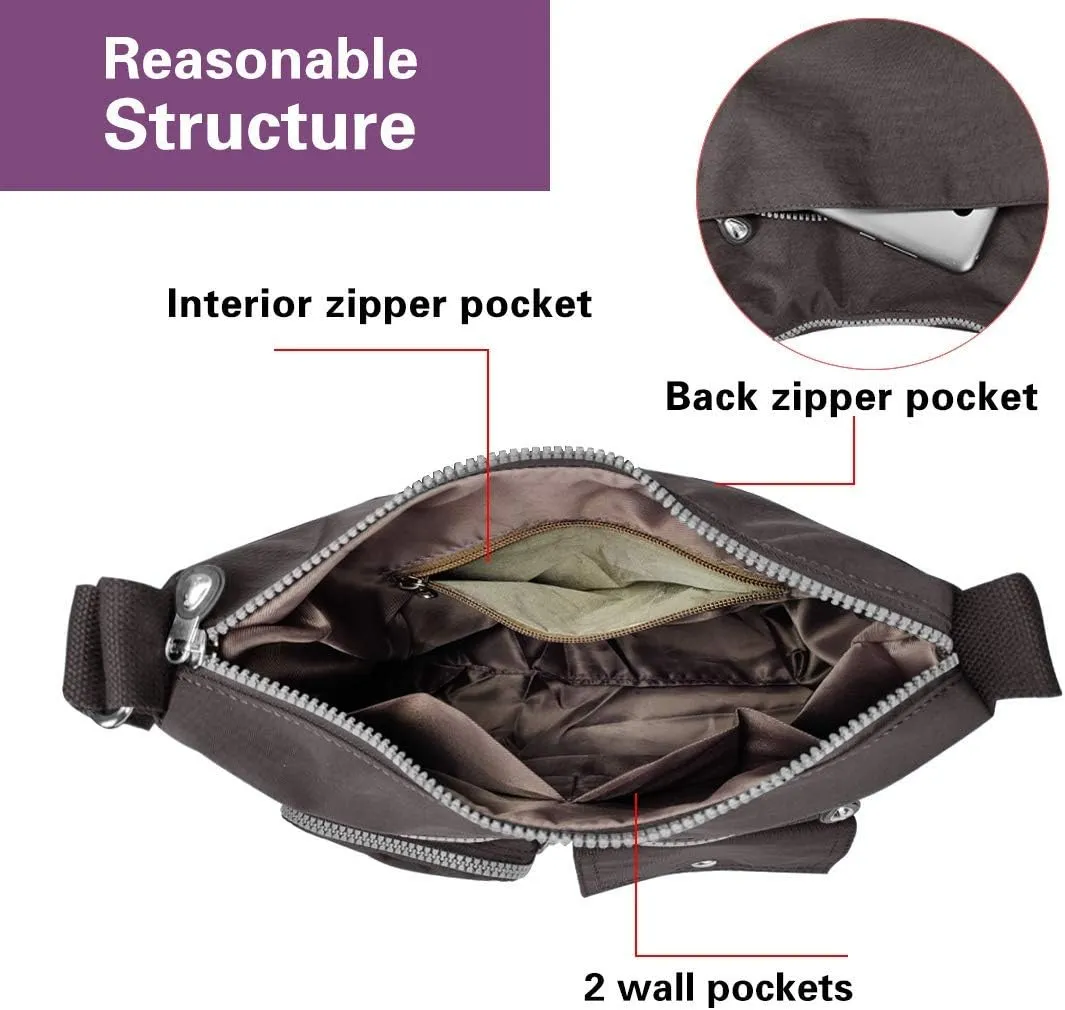 SUKRY Nylon Crossbody Bag for Women with Anti theft RFID Pocket, Waterproof Shoulder Bag Travel Purses and Handbag