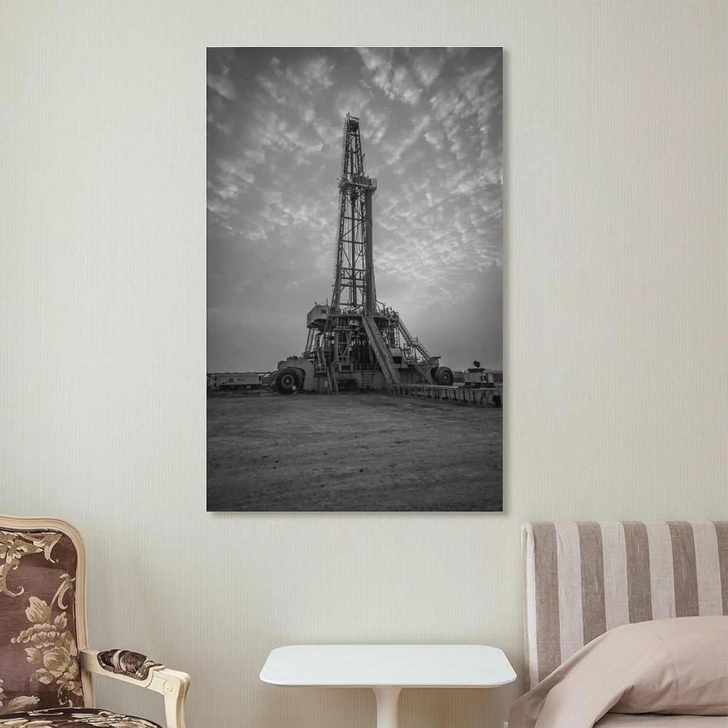 Sunrise Oil Rig Poster Modern Engineering Room Aesthetic Wall Art Decor Canvas Print Canvas Art Poster And Wall Art Picture Print Modern Family Bedroom Decor Posters 08x12inch(20x30cm)