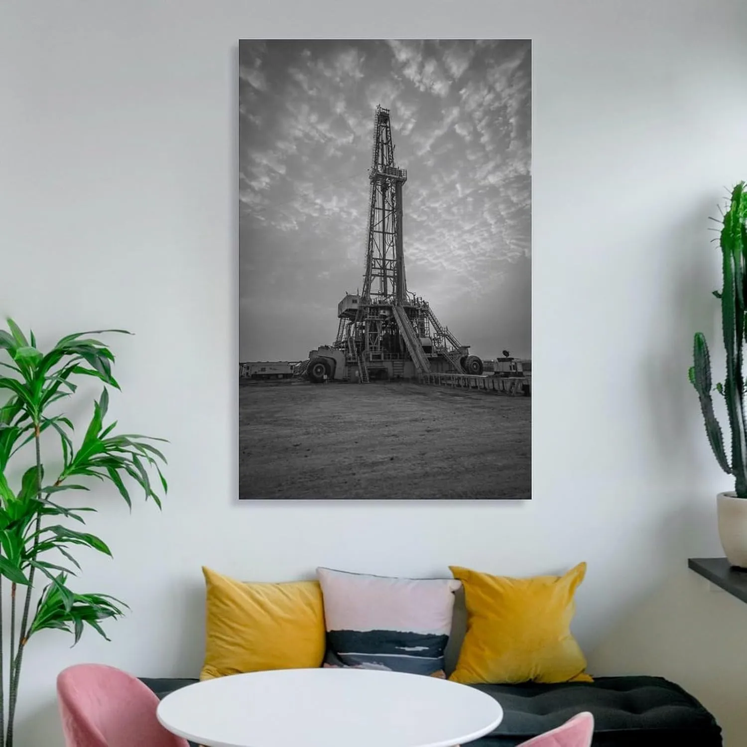 Sunrise Oil Rig Poster Modern Engineering Room Aesthetic Wall Art Decor Canvas Print Canvas Art Poster And Wall Art Picture Print Modern Family Bedroom Decor Posters 08x12inch(20x30cm)