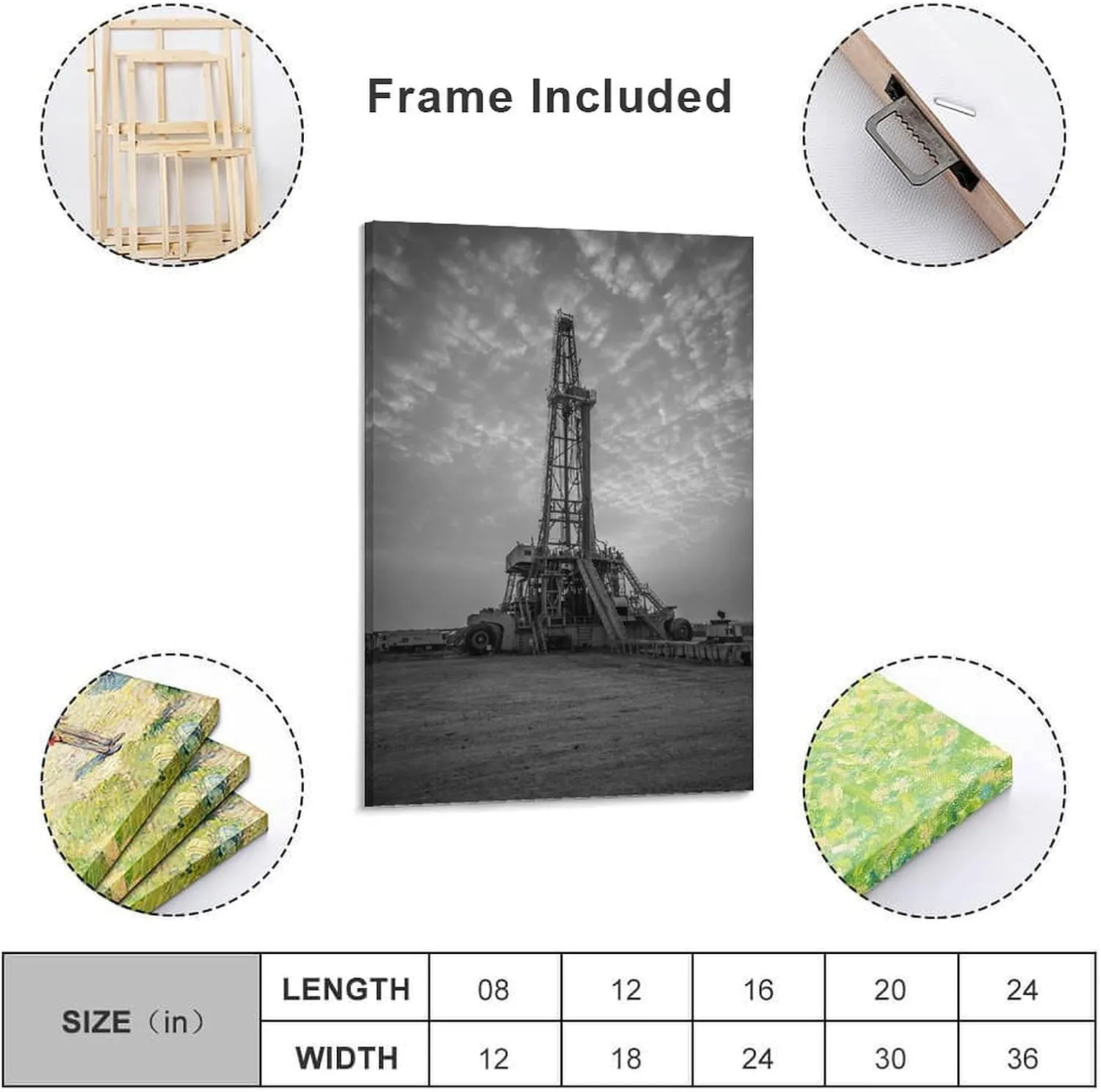 Sunrise Oil Rig Poster Modern Engineering Room Aesthetic Wall Art Decor Canvas Print Canvas Art Poster And Wall Art Picture Print Modern Family Bedroom Decor Posters 08x12inch(20x30cm)