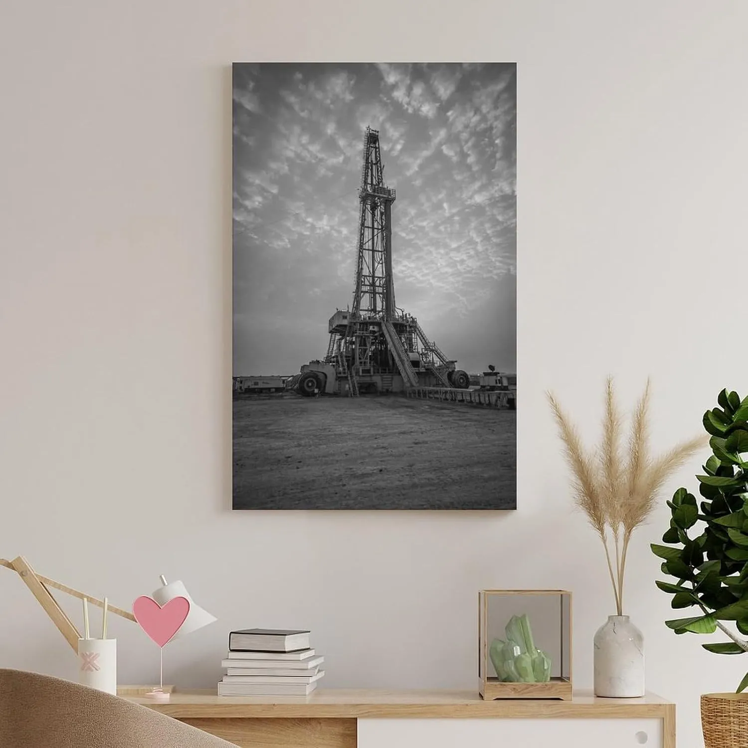 Sunrise Oil Rig Poster Modern Engineering Room Aesthetic Wall Art Decor Canvas Print Canvas Art Poster And Wall Art Picture Print Modern Family Bedroom Decor Posters 08x12inch(20x30cm)