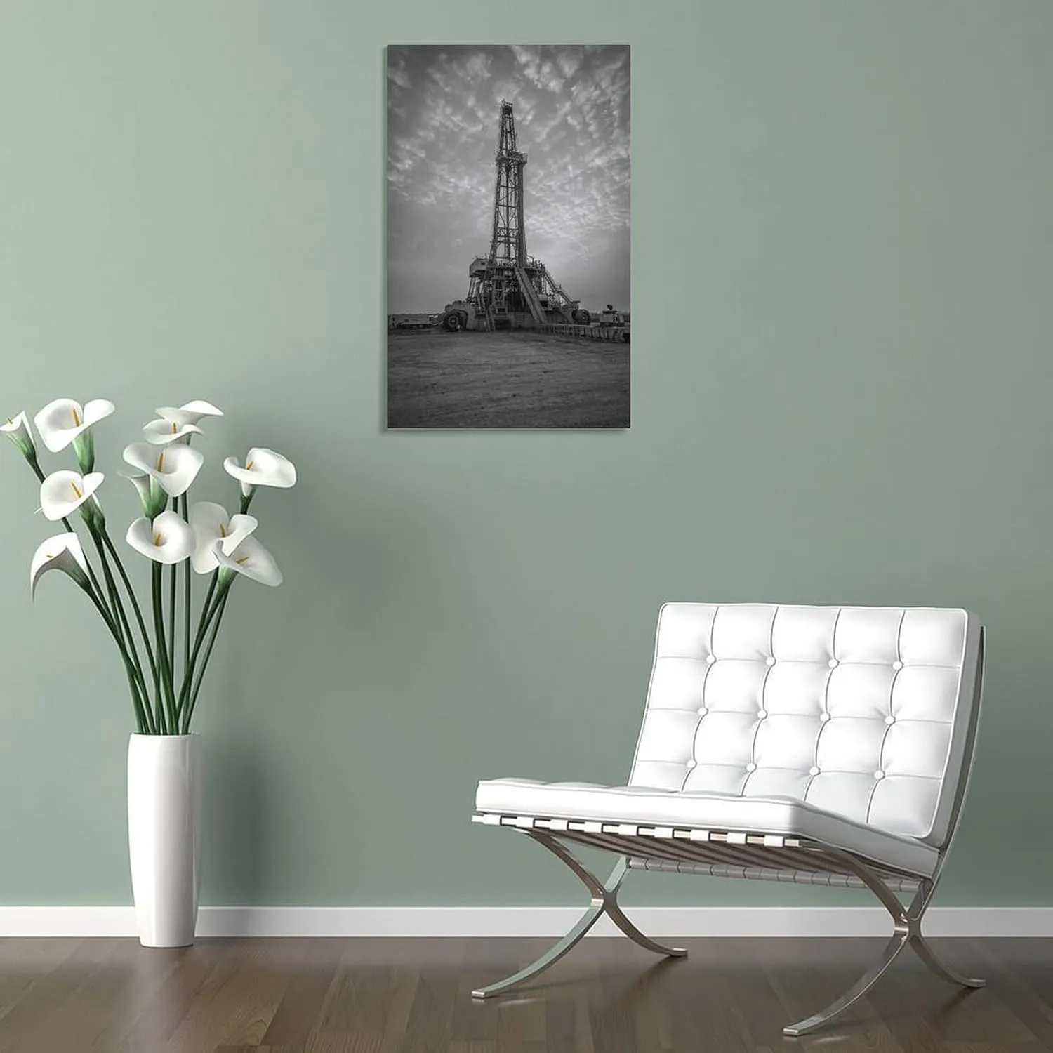 Sunrise Oil Rig Poster Modern Engineering Room Aesthetic Wall Art Decor Canvas Print Canvas Art Poster And Wall Art Picture Print Modern Family Bedroom Decor Posters 08x12inch(20x30cm)