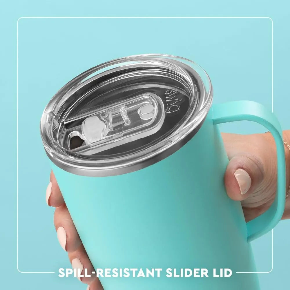 Swig Life 22oz Travel Mug, Insulated Tumbler with Handle and Lid, Cup Holder Friendly, Dishwasher Safe, Stainless Steel, Travel Coffee Cup, Insulated Mug with Lid (Bella Rosa)
