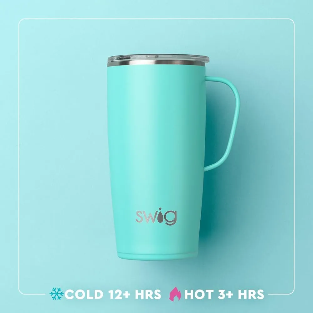 Swig Life 22oz Travel Mug, Insulated Tumbler with Handle and Lid, Cup Holder Friendly, Dishwasher Safe, Stainless Steel, Travel Coffee Cup, Insulated Mug with Lid (Boho Desert)