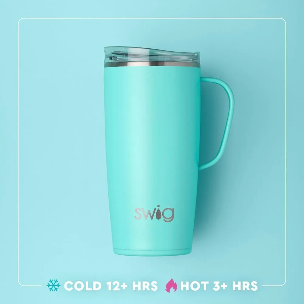 Swig Life 22oz Travel Mug, Insulated Tumbler with Handle and Lid, Cup Holder Friendly, Dishwasher Safe, Stainless Steel, Travel Coffee Cup, Insulated Mug with Lid (Busy Bee)