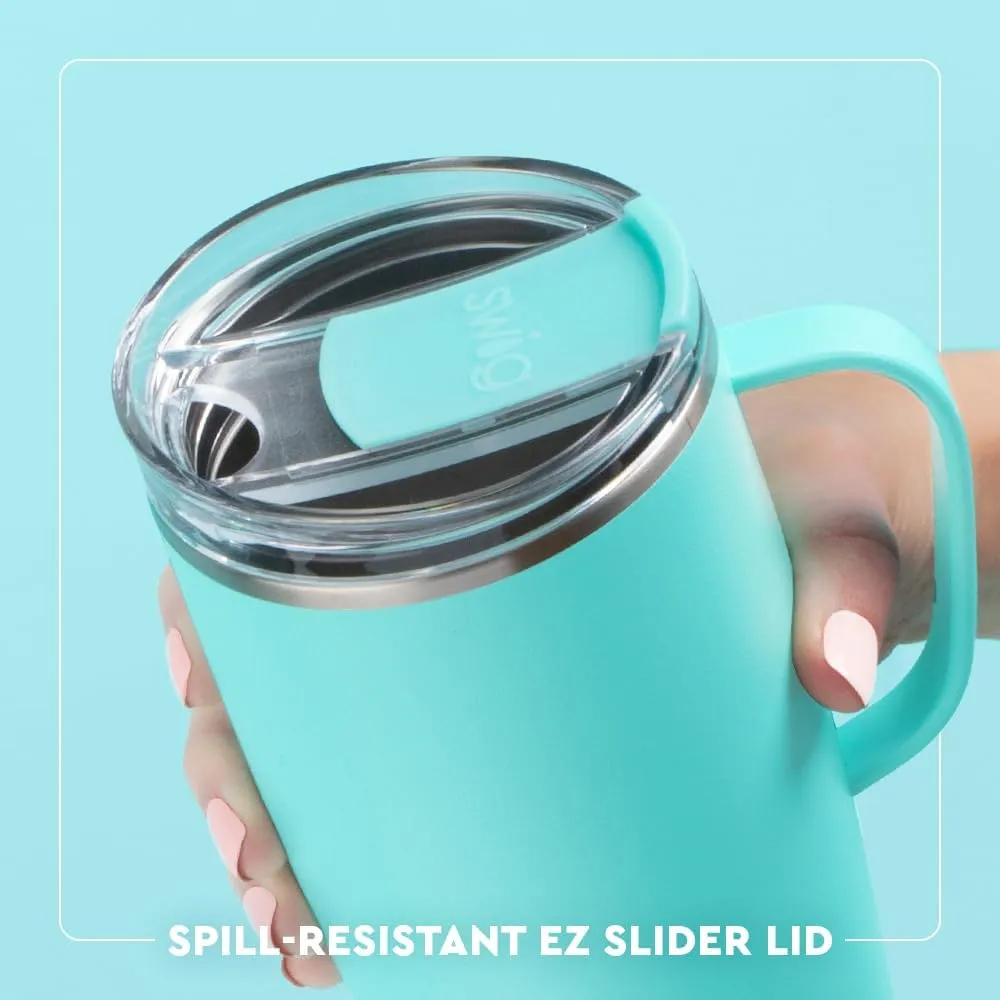 Swig Life 22oz Travel Mug, Insulated Tumbler with Handle and Lid, Cup Holder Friendly, Dishwasher Safe, Stainless Steel, Travel Coffee Cup, Insulated Mug with Lid (Busy Bee)