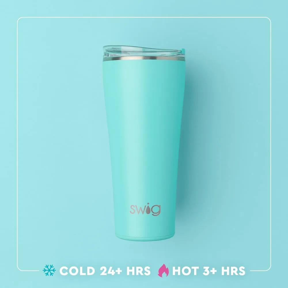 Swig Life 32oz Insulated Tumbler, Travel Coffee Tumbler with Lid, Cup Holder Friendly Travel Coffee Mug, Stainless Steel Thermos with Lid (Busy Bee)